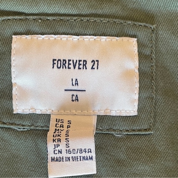 FOREVER 21 Olive Green Parka Jacket Size Small removable hood - Picture 7 of 14